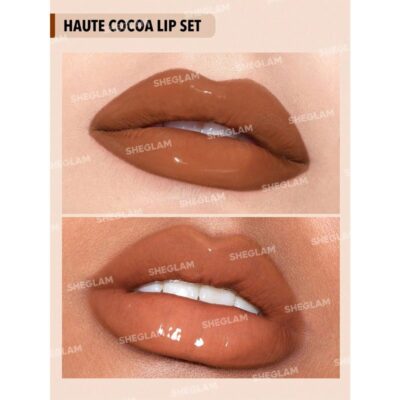 ست خط لب و رژ لب مایع دو سر شیگلم SHEGLAM مدل SOFT 90'S Glam رنگ HAUTE COCOA