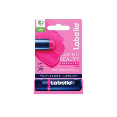 بالم لب رنگی 3 در 1 لبلو Labello مدل Caring Beauty رنگ Pink