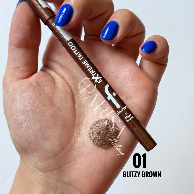 مداد چشم ژلی فلورمار flormar مدل Extreme Tattoo Gel Pencil کد 001(رنگ Glitzy Brown)
