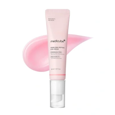 کرم دورچشم ضد چروک و روشن کننده مدی کیوب Medicube حاوی پپتاید و PDRN مدل PDRN Pink Peptide Eye Cream