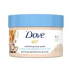 اسکراب لایه بردار بدن داو Dove مدل Exfoliating Body Polish حاوی ماکادمیا و شیربرنج Crushed Macadamia & Rice Milk(298 گرم)