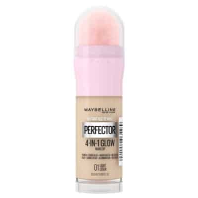کرم پودر 4 در 1 سر اسفنجی میبلین Maybelline مدل Instant Age Rewind Perfector 4-In-1 Glow Makeup کد 01 رنگ Light