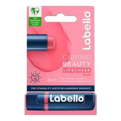 بالم لب رنگی 3 در 1 لبلو Labello مدل SPF30 Caring Beauty رنگ Rose