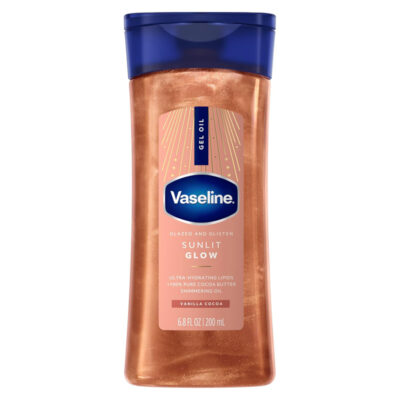 روغن بدن ژلی شاین وازلین Vaseline مدل Glazed and Glisten Sunlit Glow رایحه Vanilla Cocoa(200 میل)