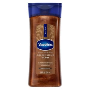 روغن بدن ژلی شاین وازلین Vaseline مدل Glazed and Glisten Golden Hour Glow رایحه Vanilla Cocoa(200 میل)