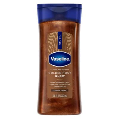 روغن بدن ژلی شاین وازلین Vaseline مدل Glazed and Glisten Golden Hour Glow رایحه Vanilla Cocoa(200 میل)