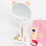 آینه آرایشی رومیزی طرح گوش گربه دارای جای نگهداری جواهرات - Image 2