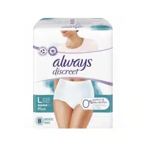 شورت جاذب یکبار مصرف آلویز Always مدل Discreet Pants سایز Large Plus (بسته 8 عددی)