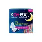 نوار بهداشتی بالدار شبانه کوتکس Kotex مدل Comfort & Protection All Night سایز 32cm بسته 12 عددی