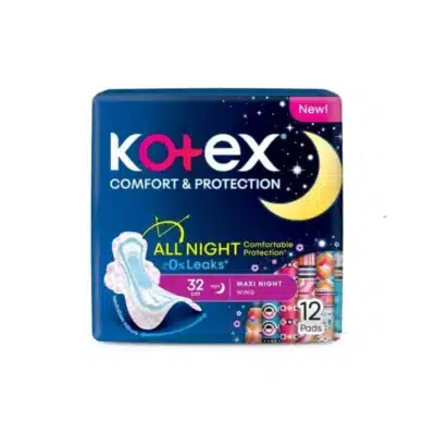 نوار بهداشتی بالدار شبانه کوتکس Kotex مدل Comfort & Protection All Night سایز 32cm بسته 12 عددی