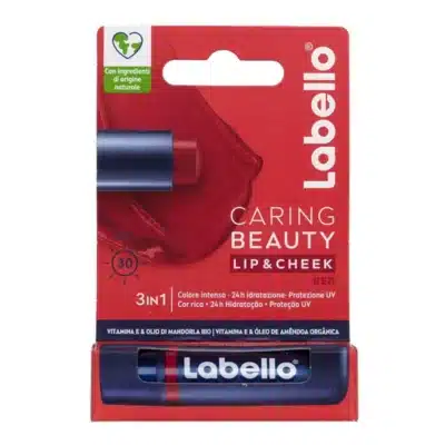 بالم لب رنگی 3 در 1 لبلو Labello مدل SPF30 Caring Beauty رنگ Red