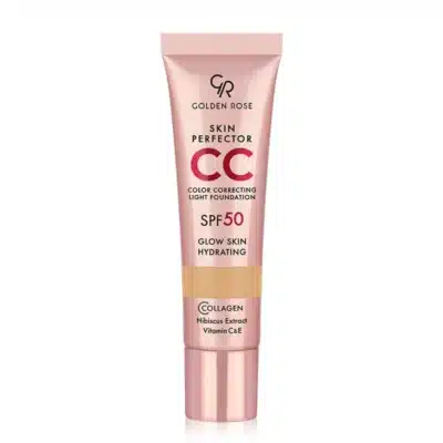 سی سی کرم SPF 50 اصلاح کننده رنگ پوست گلدن رز Golden Rose مدل CC Cream Skin Perfector Light Foundation کد 102 رنگ Neutral