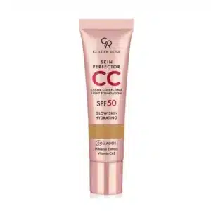 سی سی کرم SPF 50 اصلاح کننده رنگ پوست گلدن رز Golden Rose مدل CC Cream Skin Perfector Light Foundation کد 105 رنگ Caramel