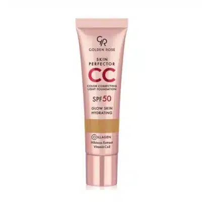 سی سی کرم SPF 50 اصلاح کننده رنگ پوست گلدن رز Golden Rose مدل CC Cream Skin Perfector Light Foundation کد 105 رنگ Caramel