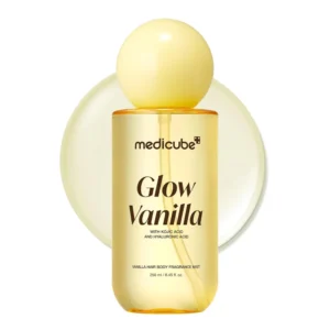 میست خوشبو کننده مو و بدن مدی کیوب Medicube با رایحه وانیل و پسته مدل Glow Vanilla Hair Body Fragrance Mist (250 میل)