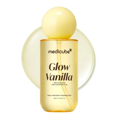 میست خوشبو کننده مو و بدن مدی کیوب Medicube با رایحه وانیل و پسته مدل Glow Vanilla Hair Body Fragrance Mist (250 میل)