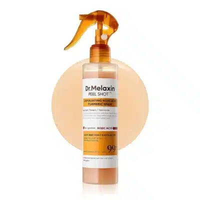 اسپری لایه‌ بردار بدن و پا دکتر ملاکسین Dr.Melaxin حاوی کوجیک اسید و زردچوبه مدل Peel Shot Exfoliating Kojic Acid Turmeric Spray (200 میل)