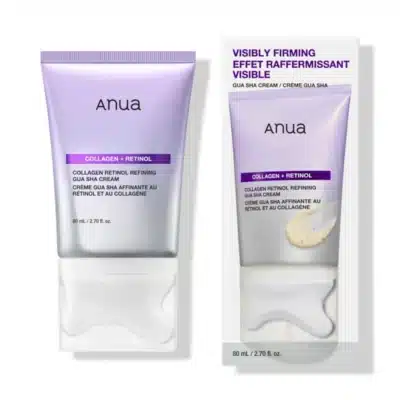 کرم گواشا لیفت کننده و فرم‌ دهنده صورت و گردن آنوا Anua حاوی کلاژن و رتینول مدل Collagen Retinol Refining Gua Sha Cream (80 میل)